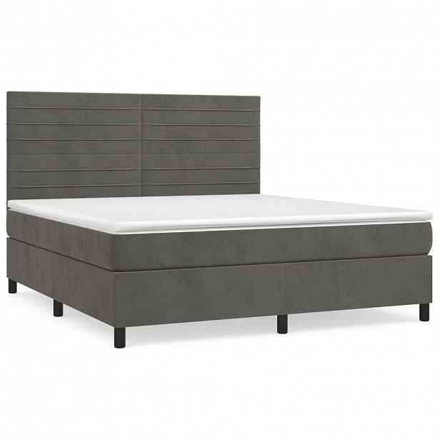 vidaXL Box spring postel s matrací tmavě šedá 180x200 cm samet