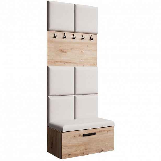 Beautysofa PŘEDSÍŇOVÁ sestava Margaret I 81/203/43 s čalouněnými panely, dub artisan|černá