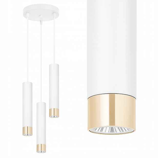 stropní svítidlo Led Závěsný lustr Stropní Svítidlo Tuby Kov Bílá Zlatá Led GU10