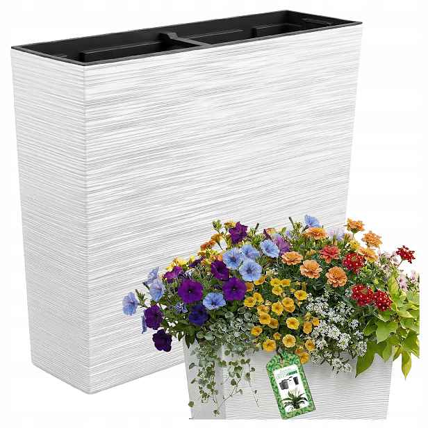 Květináč Bílý Květináč Box Květina Vysoký 50x58CM Vložka