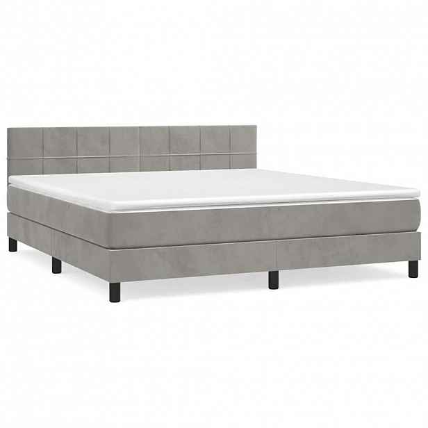 vidaXL Box spring postel s matrací světle šedá 160x200 cm samet