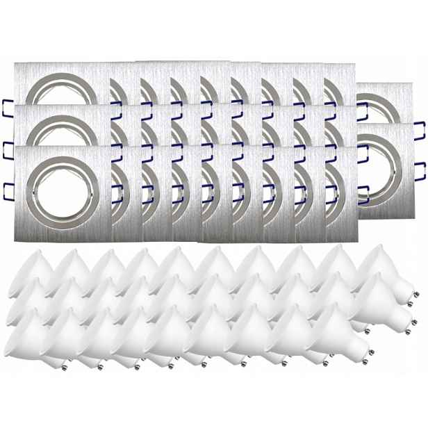 29x Nastavitelná Hliníková Lampa Stropní Lampa Inox 3W Led Žárovky