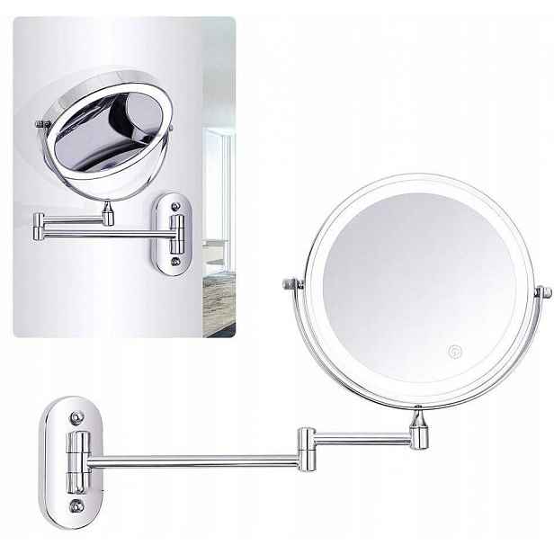 Kosmetické zrcátko s Led osvětlením 1X/5X, Zrcadlo