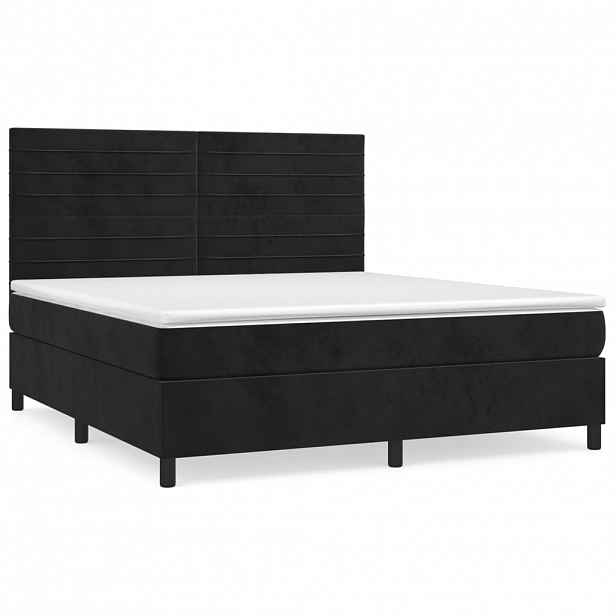 vidaXL Box spring postel s matrací černá 180x200 cm samet