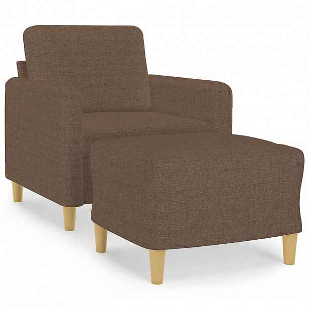 vidaXL Křeslo s podnožkou hnědé 60 cm textil