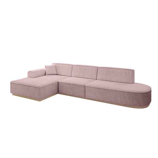 ALTDECOR ROHOVÁ SEDAČKA s otomanem, levá IREA-L2 327x165x80 Růžová Manšestr