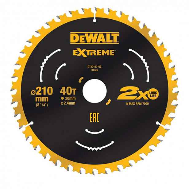 DeWALT - Pilový kotouč na dřevo, 210x30 mm, 44 zubů DT20433