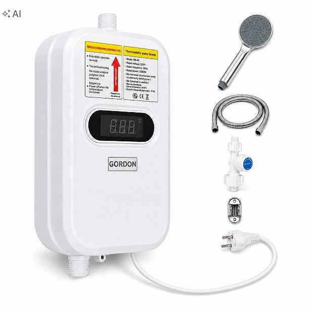 Elektrický Průtokový Ohřívač Vody 3500 W 230 V LCD Sprcha