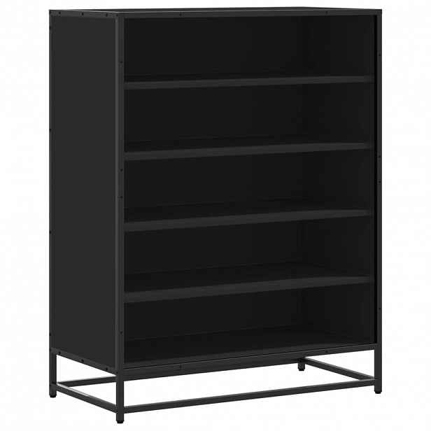 vidaXL Botník černý 75 x 38 x 97,5 cm kompozitní dřevo a kov