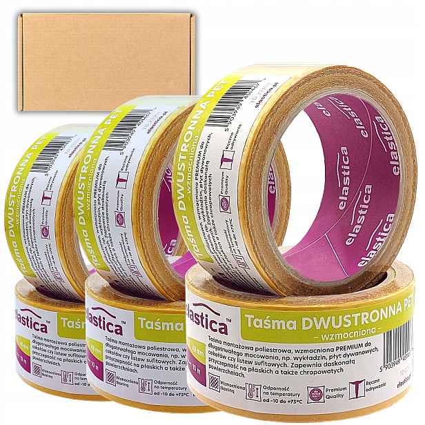 36 x Oboustranná Montážní Páska 48 mm x 10 m Pet Premium Vyztužená Síťkou