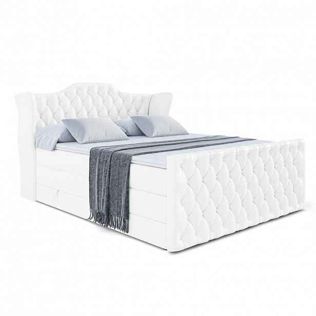 ALTDECOR POSTEL boxspring VILA-Z KING – 140x200 – H3/H4 – vysoce lesklá bílá