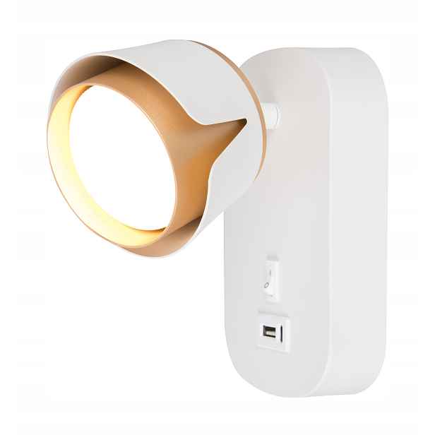 Nástěnné svítidlo s vypínačem Usb Nabíječka na čtení bílo-zlatá Zuo 1 GX53