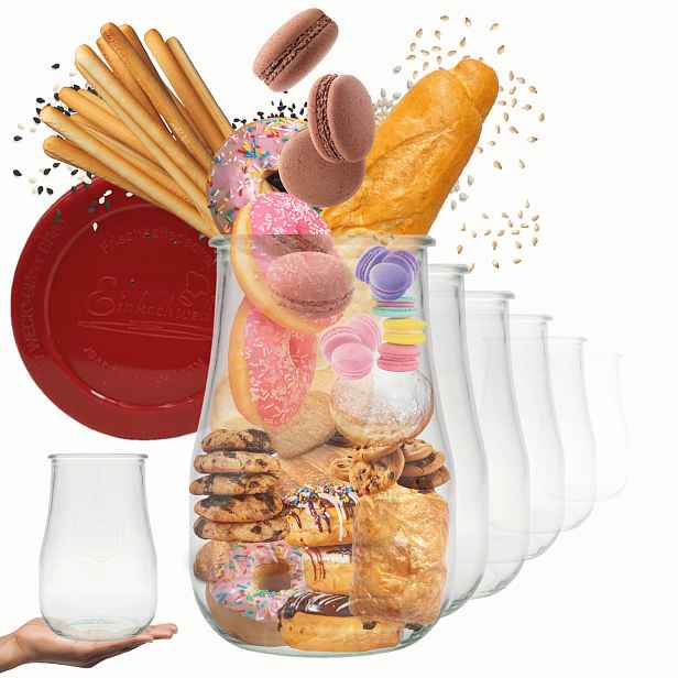 Sklenice Weck 1750 ml 1,75 l váza Tulip vzduchotěsné silikonové víko 12 Ks Trvanlivé
