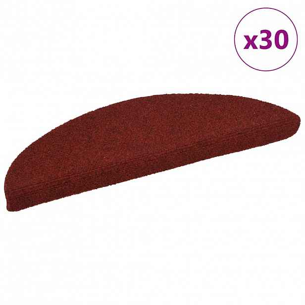 vidaXL Schodové rohože samolepicí 30 ks 56 x 17 x 3 cm vínově červené půlkulaté