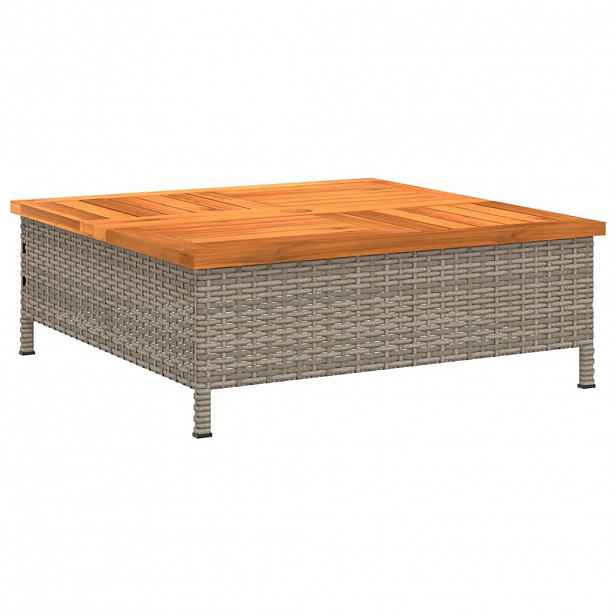 vidaXL Zahradní stolek šedý 70 x 70 x 25 cm ratan a akáciové dřevo