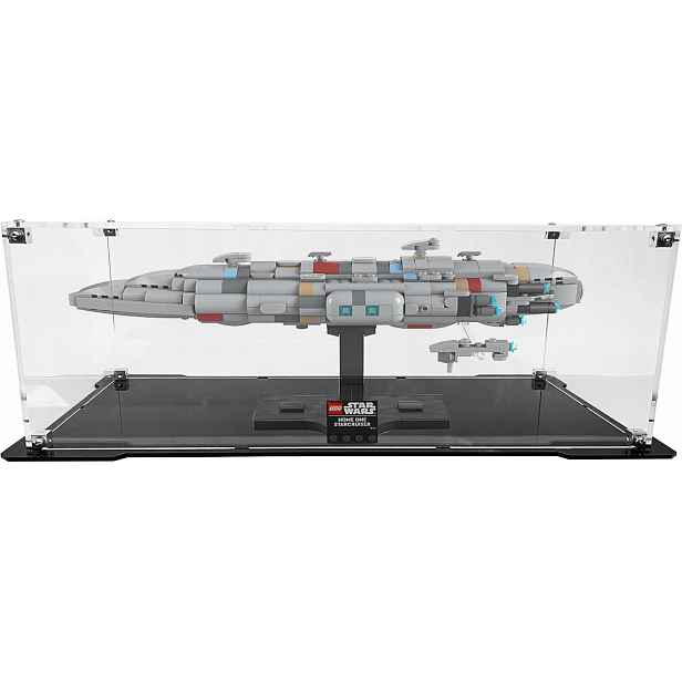 Vitrína s černou základnou pro stavebnici Lego 75405 Křižník typu Home One