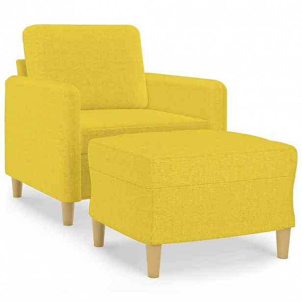 vidaXL Křeslo s podnožkou světle žluté 60 cm textil