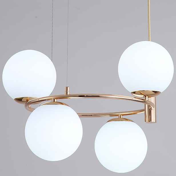 Závěsná Stropní Lampa Lustr Kule zlatá Moderní Led mléčná