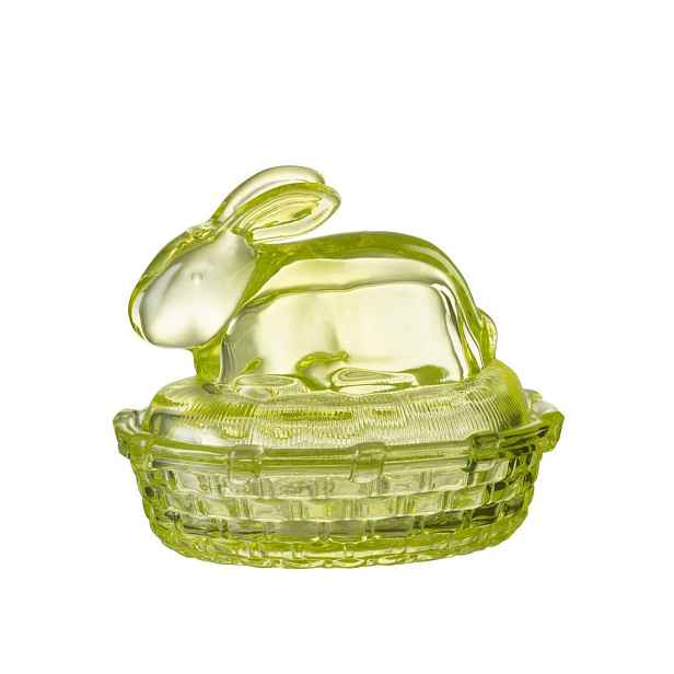 Zelená skleněná nádoba s víkem králík - 14*10*11cm/ 150ml J-Line by Jolipa