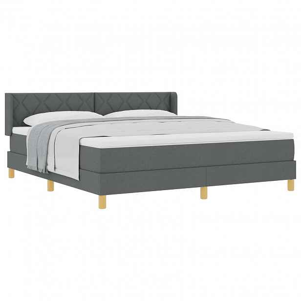 vidaXL Postel s boxspringem s čelo Tmavě šedá 200 x 180 cm textil