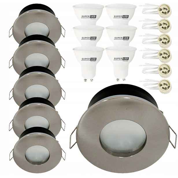 6x Hermetické svítidlo IP44 Led GU10 5W podbití Bílá Studená