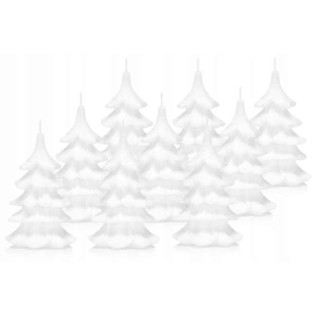9 x svíčky vánoční stromeček 15 cm, bílá barva