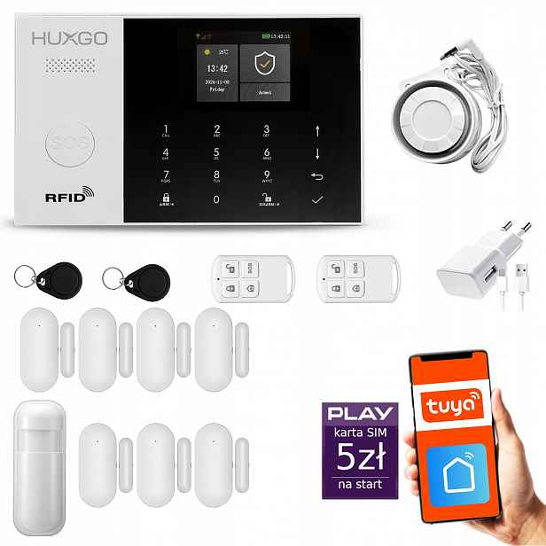Bezdrátový alarm WiFi Gsm 4G, Tuya, sada alarmu Huxgo HXA005 D7PS
