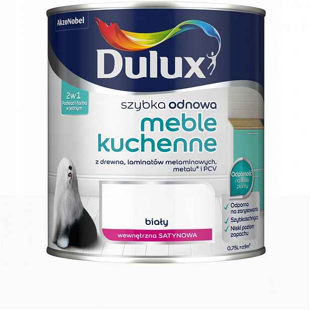 Dulux barva na nábytek z Pvc a kovu Rychlá obnova Kuchyně Bílá 2,5L