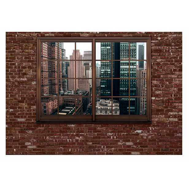 Fototapeta Pohled Z Okna 3D New York Cihly 416x254