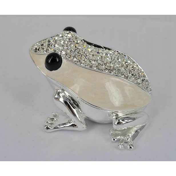 Žabí Šperkovnice žabí krabička, kov, Swarovski, zirkony , Gravírování Bonus