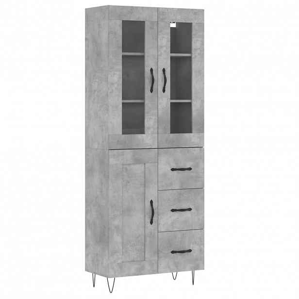 vidaXL Skříň highboard betonově šedá 69,5x34x180 cm kompozitní dřevo