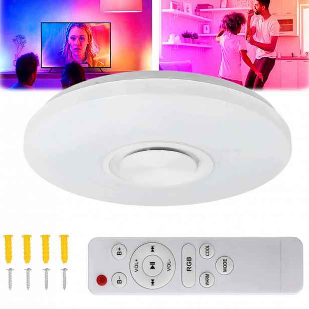 Stropní Svítidlo stropní svítidlo Led Rgb s aplikací Bluetooth Reproduktor Dálkový Ovladač 60W 40 cm