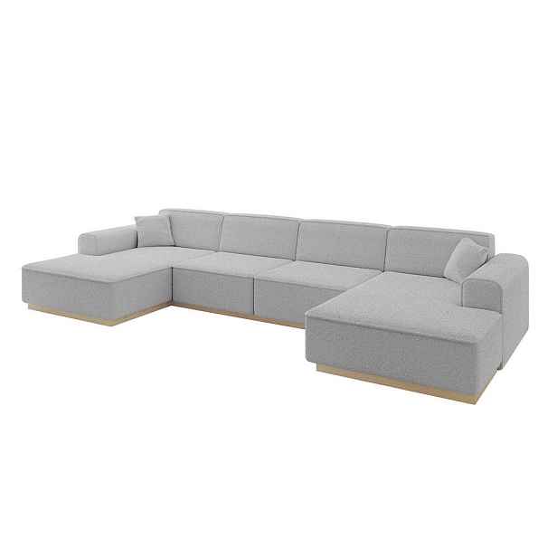 ALTDECOR SEDACÍ SOUPRAVA ve tvaru U IREA-U2 386x165x80 Světle šedá Buklé