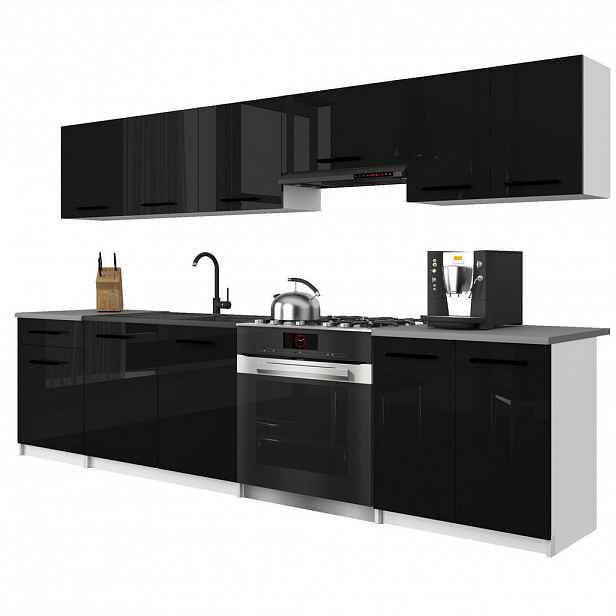 B BELINI GROUP KUCHYŇSKÁ LINKA Italia 2 240 cm, s pracovními deskami, Černá lesklá