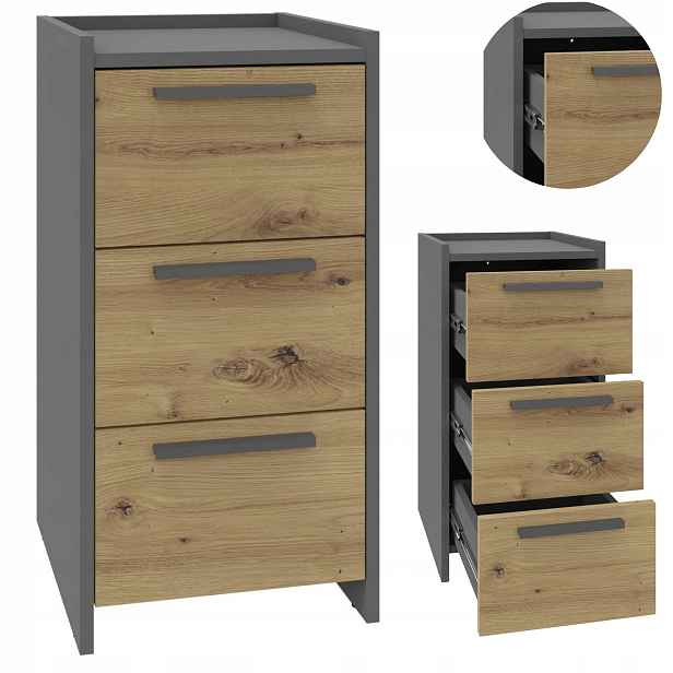 Komoda Altivo 3SW artisan – antracit – malá skříňka, regál na oblečení, hračky