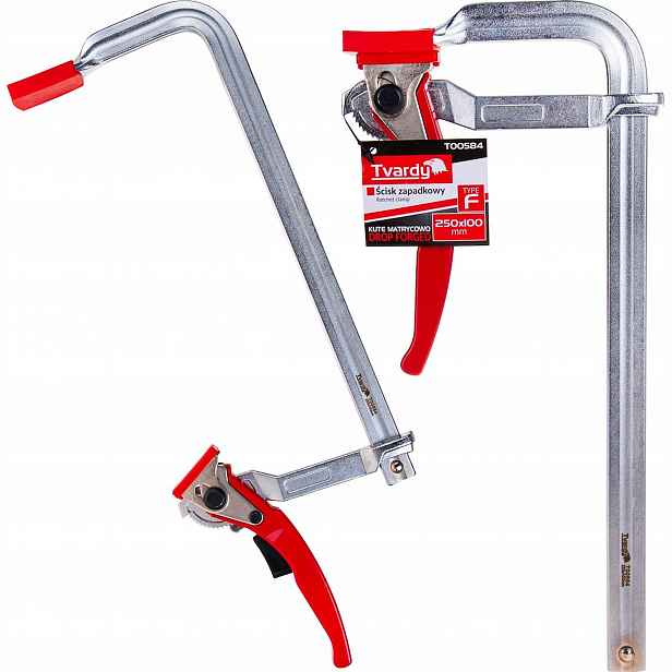 Kovaná západková svěrka F 250×100 mm 500 kg chrom Tvardy T00584