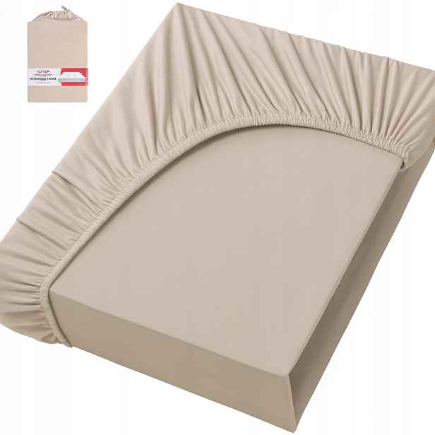 Prostěradlo Bavlna Elastan s gumou 140 x 200 35 cm Beige Milé