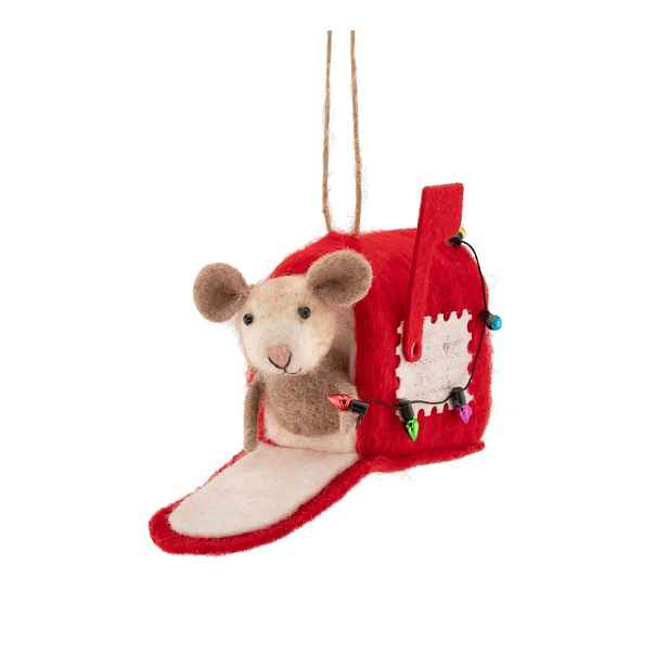 Textilní vánoční ozdoba 13 cm Mouse in Letter Box – Sass & Belle
