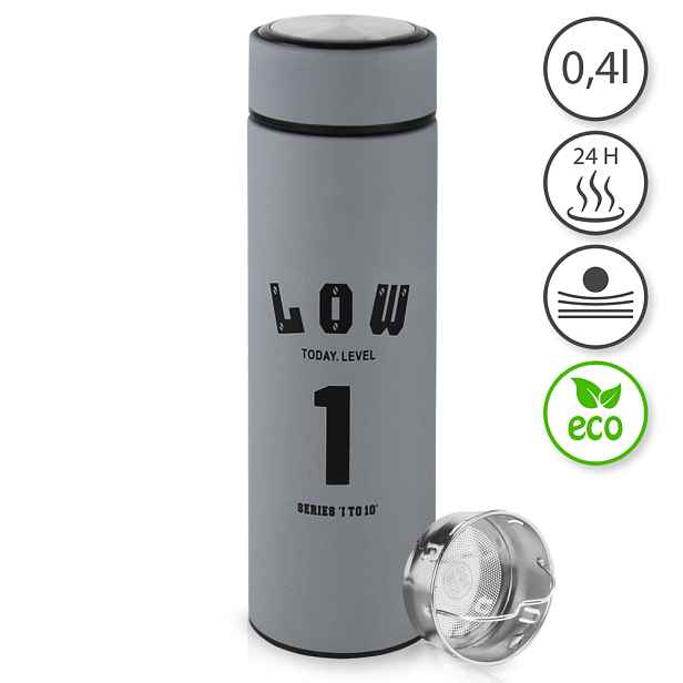 TFY No.93158-2GREY Termoska na kávu a čaj se sítkem, 0,4 L