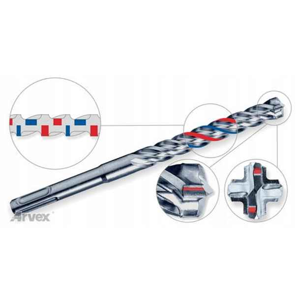 Vrták do betonu Arvex 4PRO Sds+ 6,5x265mm, čtyřbřitý