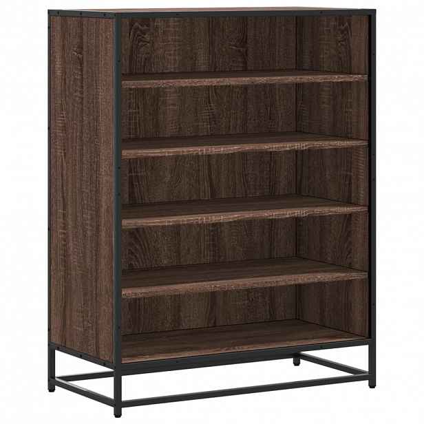 vidaXL Botník hnědý dub 75 x 38 x 97,5 cm kompozitní dřevo a kov