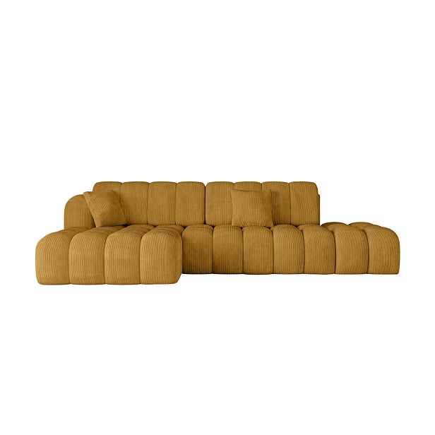 ALTDECOR ROHOVÁ SEDAČKA s funkcí spaní a otomanem, levá OLEA-L2-S 321x164x75 Hořčicová Manšestr