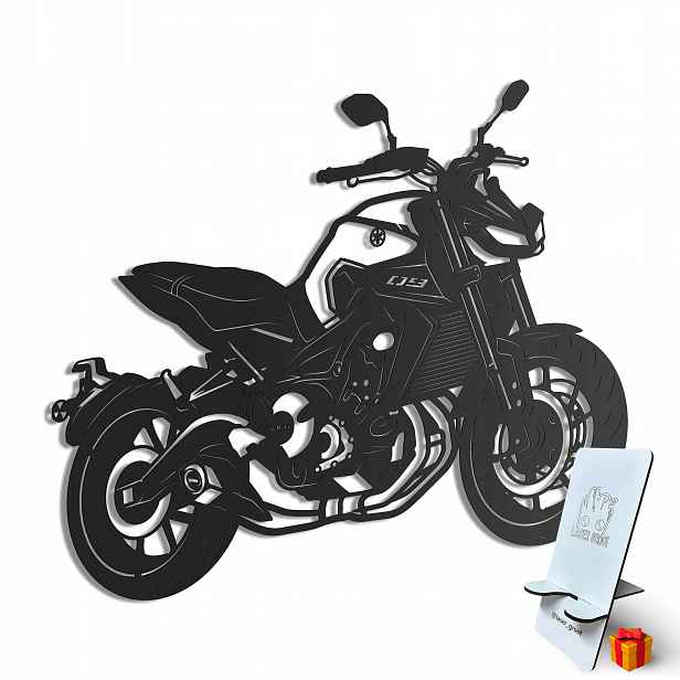 Dřevěný 3D obraz Yamaha Mt 09 Nástěnná Dekorace Dárek XL