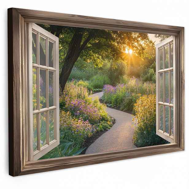 MuchoWow OBRAZ NA PLÁTNĚ Pohled - Květiny - Příroda - Slunce - Cesta 30x20 cm