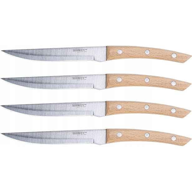 Sada 4 steakových nožů Homey's Bokträ 13 cm, hladké bukové dřevo