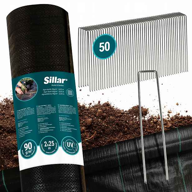 Silná Agrotkanina Uv Mata 2x25 m Agrotextilie Na Plevel 90 g Hrubá černá