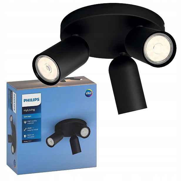 Stropní Svítidlo Reflektor Nástěnný 3x GU10 Černá Pongee Philips