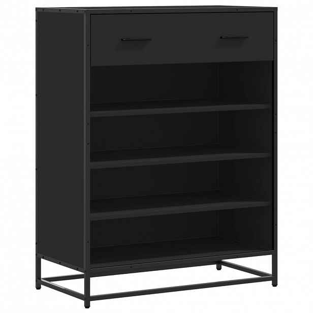 vidaXL Botník černý 75 x 38 x 97,5 cm kompozitní dřevo a kov