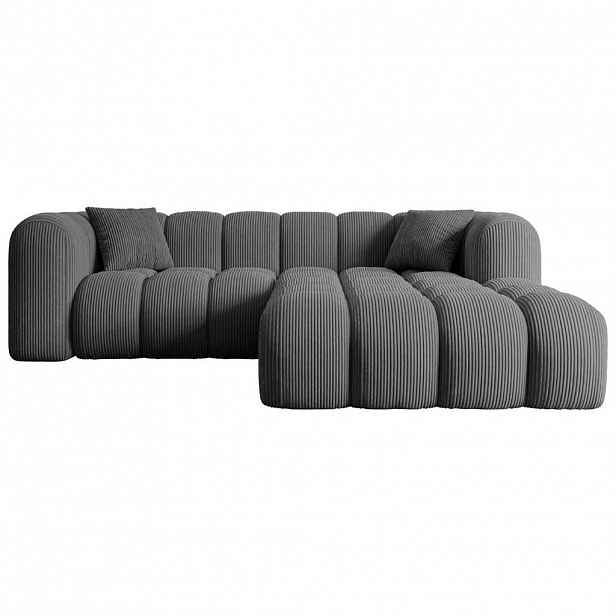 ALTDECOR ROHOVÁ SEDACÍ SOUPRAVA s otomanem vpravo OLEA-L1 – 231 × 173 × 74 cm tmavě šedá