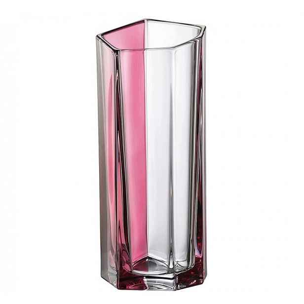 Bohemia Křišťálová váza Bazalt Pink Line růžová 30 cm
